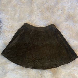 Green corduroy mini skirt